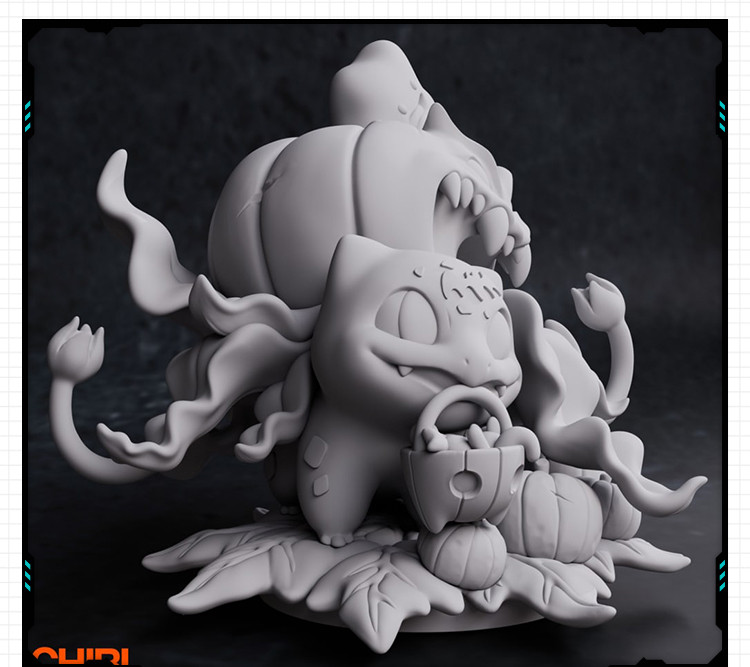 万圣节风格妙蛙种子模型摆件手办 3D打印模型图纸白模定制STL文件