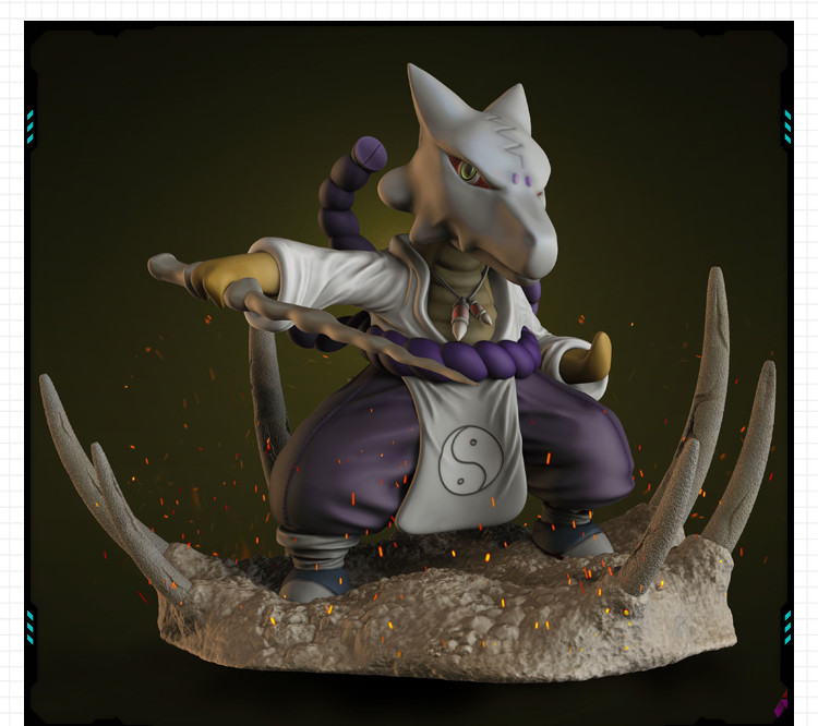 精灵宝可梦嘎啦嘎啦武士人化手办 3D打印模型图纸白模定制STL文件