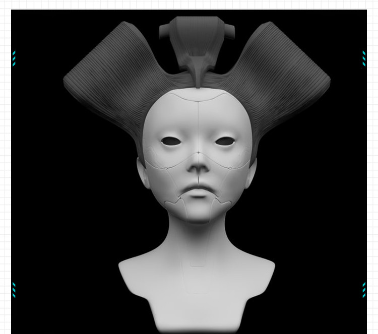 动漫攻壳机动队艺姬头雕手办 3D打印模型图纸白模定制STL文件