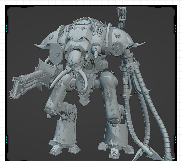 科幻战争武器仿生机甲战锤骑士 3D打印模型图纸白模定制STL文件