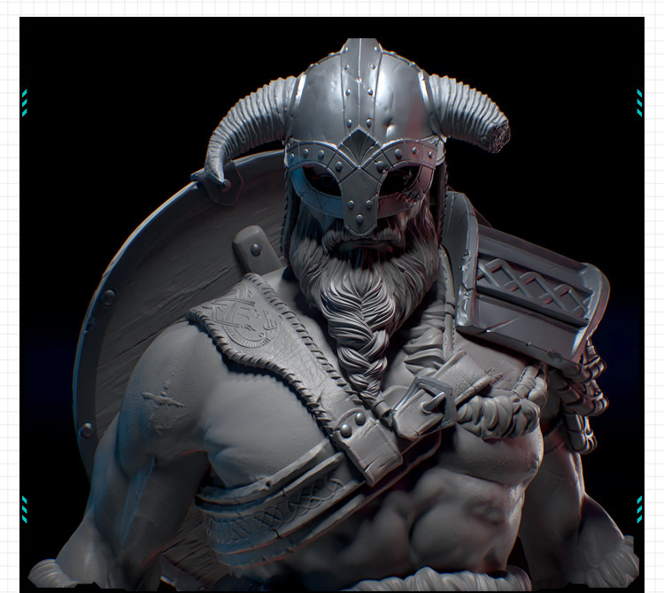 战神4奎托斯维京人战士高精度雕像3D打印模型图纸白模定制STL文件