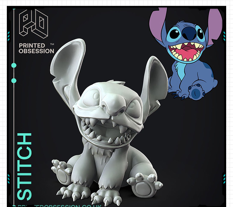 动画星际宝贝狂暴史迪奇坐姿手办 3D打印模型图纸白模定制STL文件