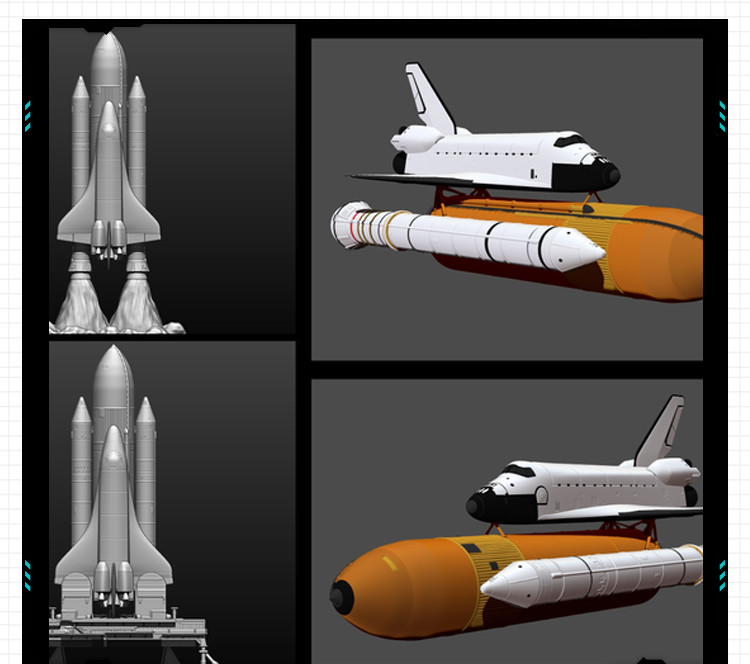 航天飞船起飞台与推进器道具摆件 3D打印模型图纸白模定制STL文件