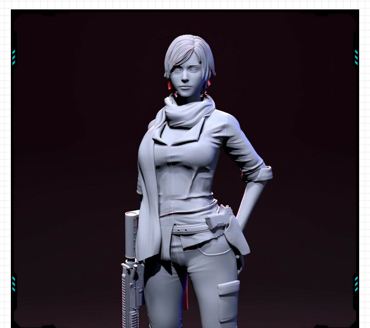 游戏生化危机妹子雪莉·柏金站姿手办 3D打印模型图纸白模定制STL