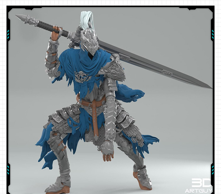 游戏黑暗之魂亚尔特留斯雕像手办 3D打印模型图纸白模定制STL文件