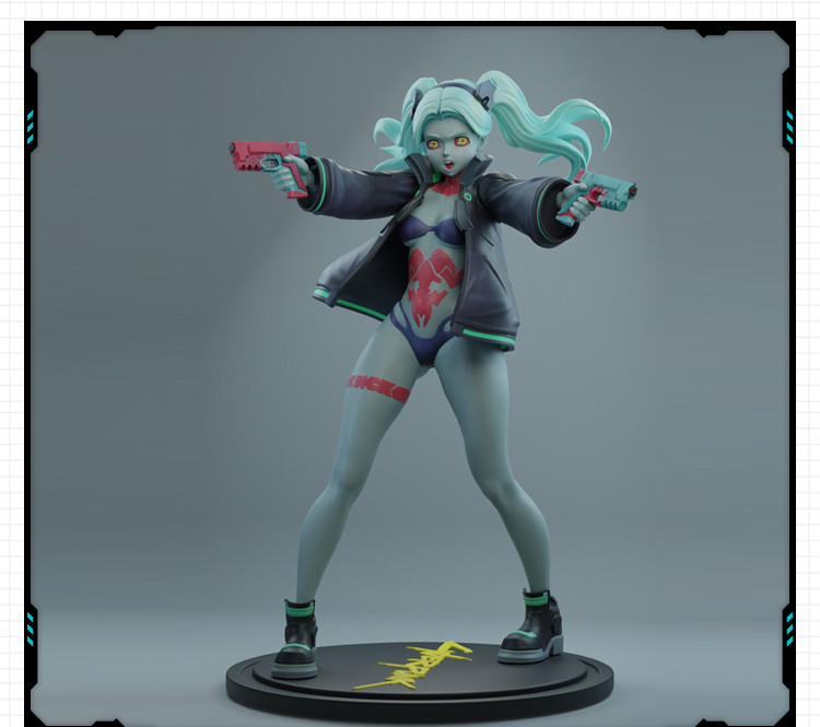 游戏赛博朋克妹子丽贝卡手办 3D打印模型图纸白模定制STL文件