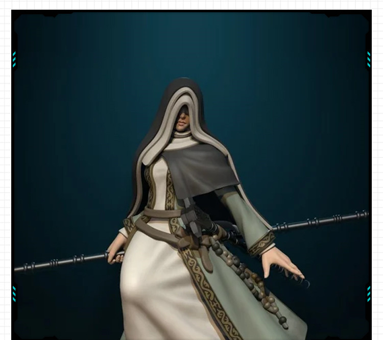 游戏黑暗之魂3弗里德姐妹手办 3D打印模型图纸白模定制STL文件