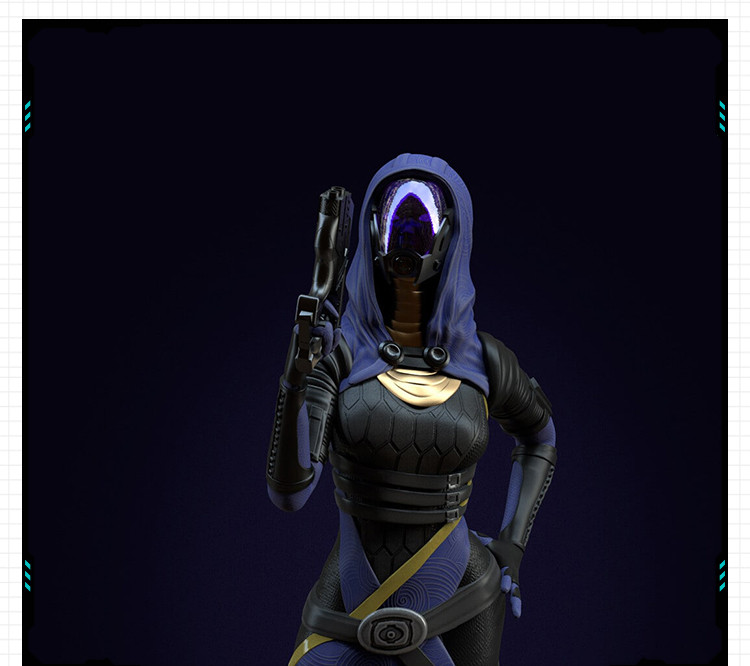 游戏质量效应塔利·佐拉站姿手办 3D打印模型图纸白模定制STL文件