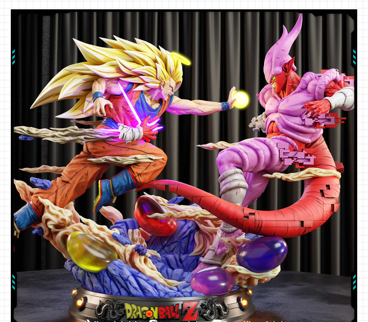 龙珠Z超三悟空VS邪念波詹姆巴雕像3D打印模型图纸白模定制STL文件