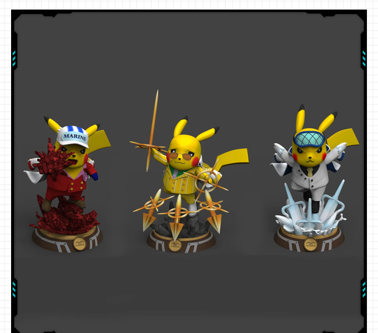 3款皮卡丘COS海军上将赤犬黄猿青雉手办 3D打印模型图纸白模定制S