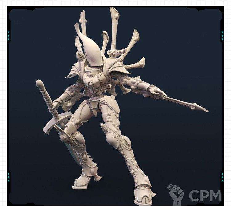 科幻电影怪物幽灵领主全身像 3D打印模型图纸白模定制STL文件