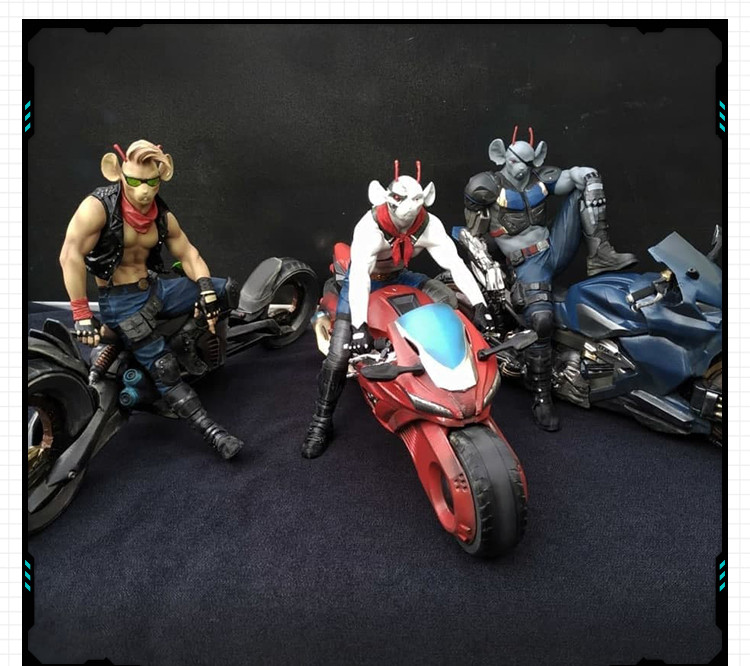 动漫游戏角色机车老鼠三兄弟手办 3D打印模型图纸白模定制STL文件