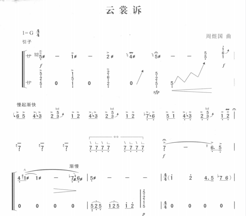 云裳诉 古筝谱 简谱 考级 九级 5页